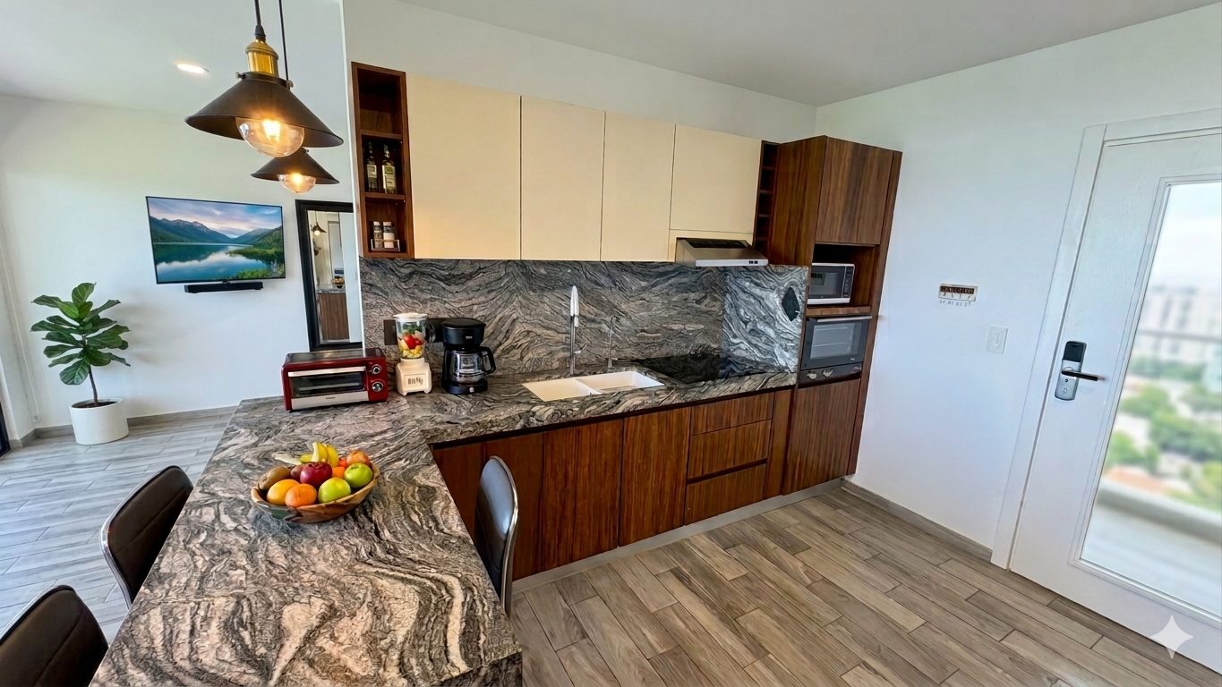 GA5.46 Cocina amplia y moderna en departamento en venta en torre adamant merida