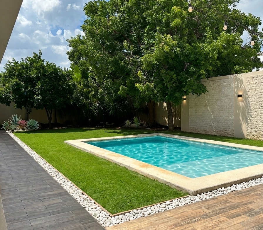 alberca en casa de un piso merida yucatan