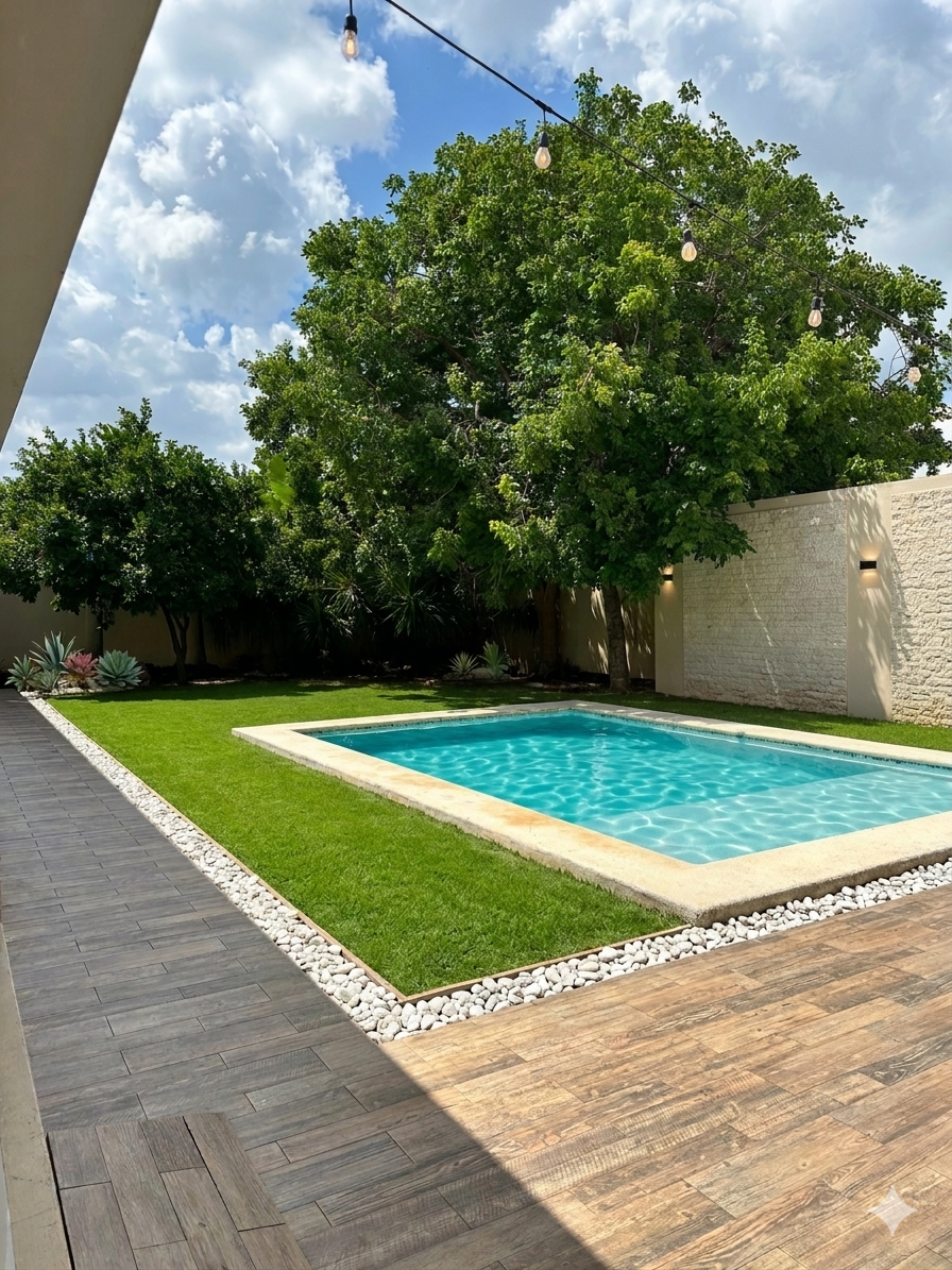 alberca en casa de un piso merida yucatan